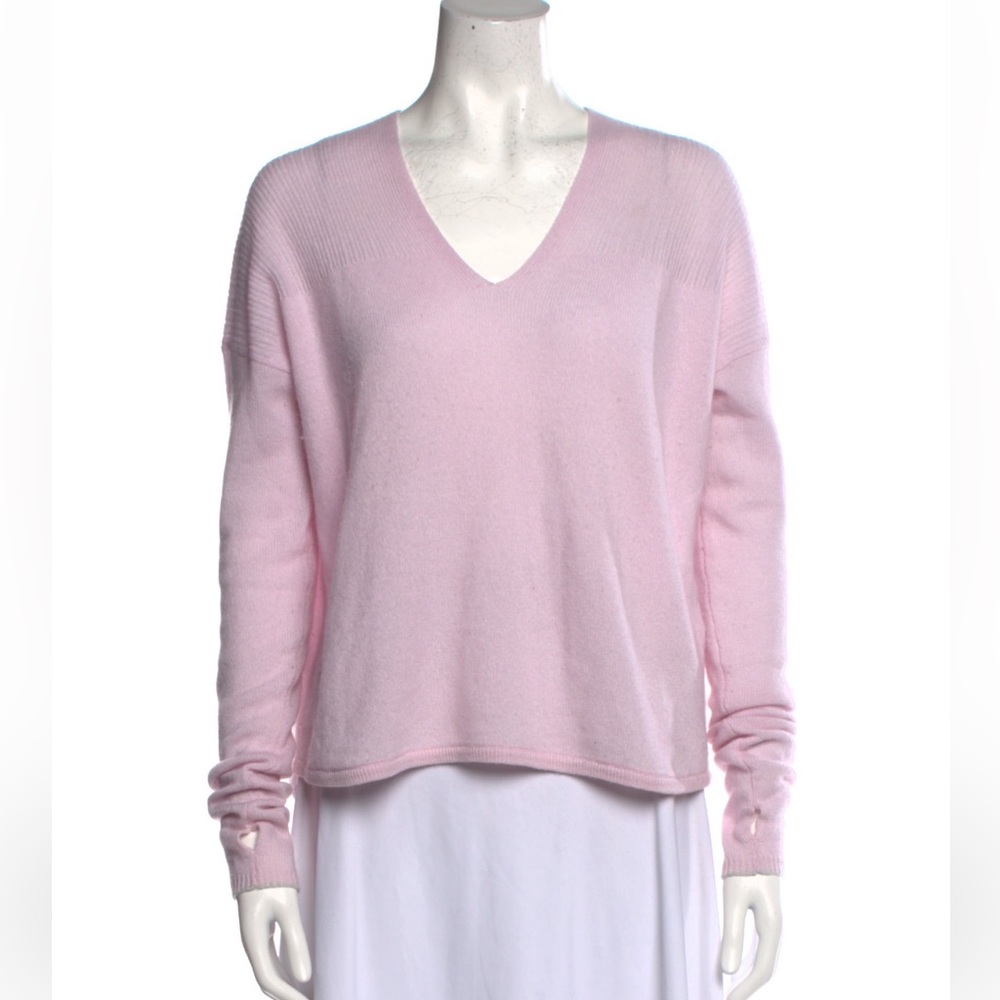 DUFFY Cashmere Pink V-neck Sweater - Size S